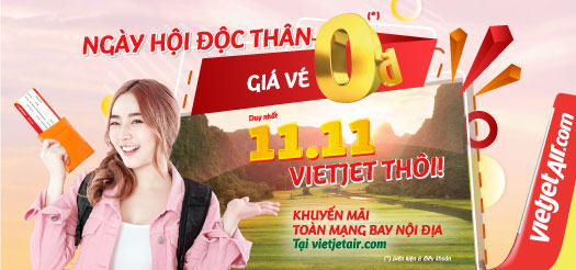 Ngày hội đôc thân - Giá vé 0đ - Vietjet thôi