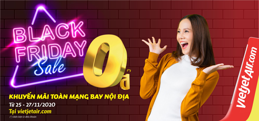 Black Friday sale giá 0 đồng Vietjet Air