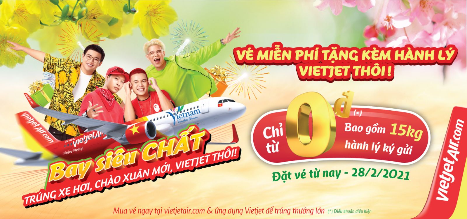 VÉ MIỄN PHÍ – TẶNG KÈM HÀNH LÝ- VIETJET THÔI